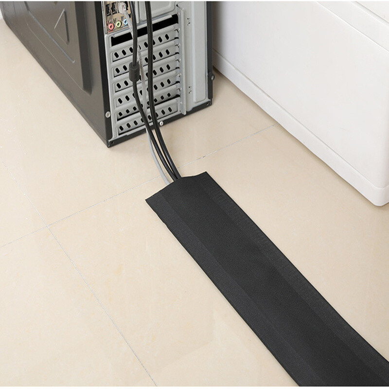 1M Капак за кабел Найлонов протектор за лепкава тел Подово одеяло Многократно използваема тръба за кабел за управление за под/килим/багажник/бюро