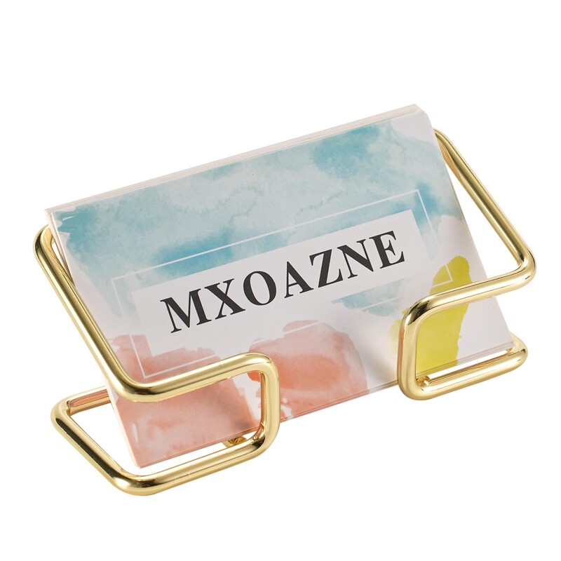 Държач за визитни картички за бюро, метален държач за дисплей за визитни картички, модерна стойка за бизнес карти с имена, настолен държач за визитни картички