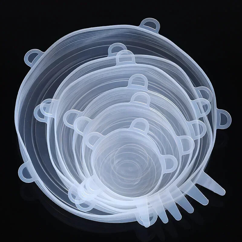 6 tk/komplekt Multifunktsionaalne kausi kate Värskelt säiliv silikoonkaaned Korduvkasutatav külmkapp, tihendus, säilituskile köögitööriist