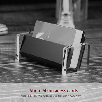 Акрилен държач за визитки Creative Desktop Name Card Storage Card Стойка за дисплей Побира 50-70 визитни картички Офис консумативи