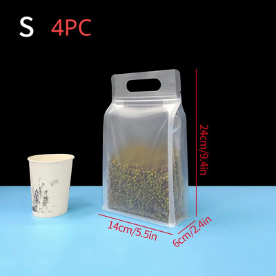 4PC PET Контейнери за съхранение на храна Многократно изправящи се чанти с цип Прозрачен непропусклив кухненски органайзер Keep Fresh Wrap Bag