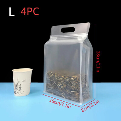 4PC PET Контейнери за съхранение на храна Многократно изправящи се чанти с цип Прозрачен непропусклив кухненски органайзер Keep Fresh Wrap Bag