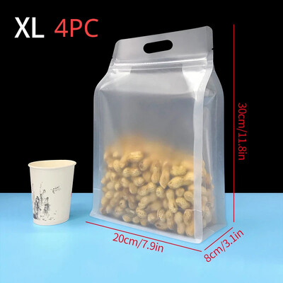 4PC PET Контейнери за съхранение на храна Многократно изправящи се чанти с цип Прозрачен непропусклив кухненски органайзер Keep Fresh Wrap Bag