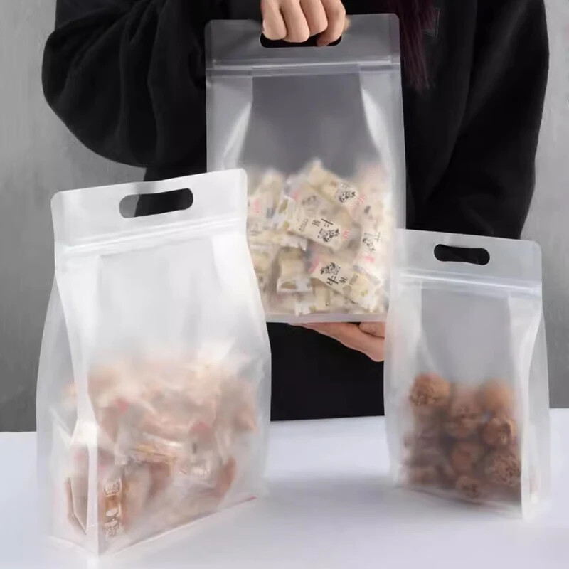 4PC PET Контейнери за съхранение на храна Многократно изправящи се чанти с цип Прозрачен непропусклив кухненски органайзер Keep Fresh Wrap Bag