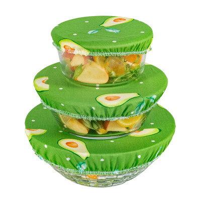 σετ Κάλυμμα μπολ Τεντωμένο καπάκι Επαναχρησιμοποιήσιμο Βαμβακερό κάλυμμα σκόνης Επιτραπέζιο σκεύος μαγειρικής φαγητού φρέσκο ύφασμα στεγανοποίησης μπολ Καπάκι κατσαρόλας