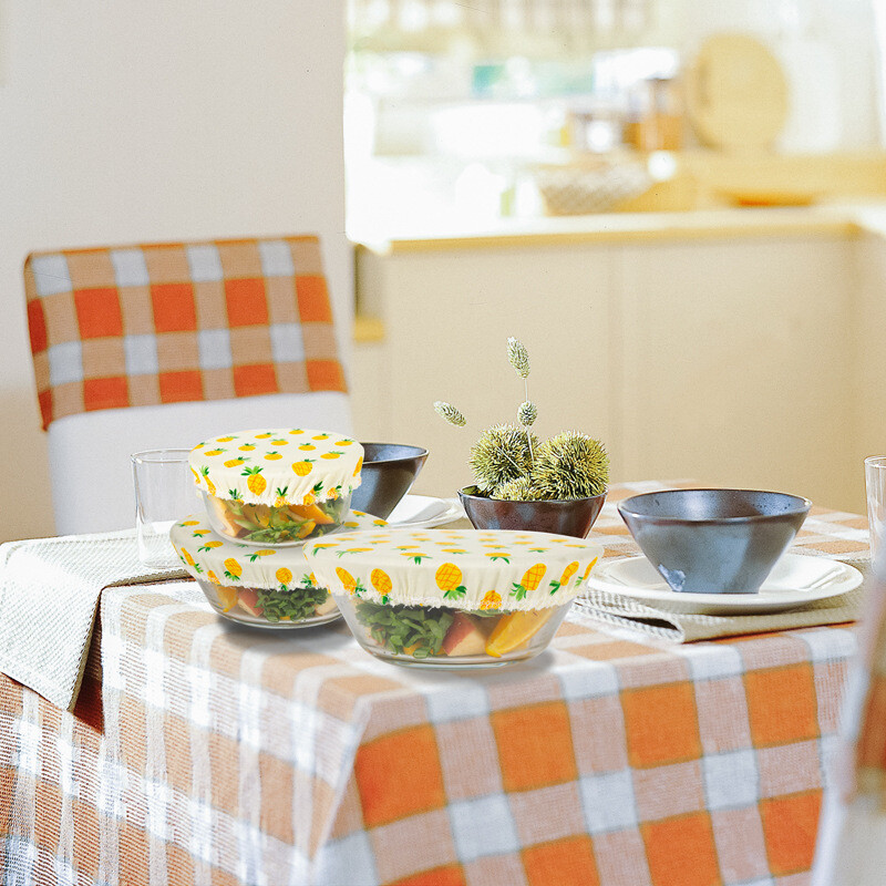 σετ Κάλυμμα μπολ Τεντωμένο καπάκι Επαναχρησιμοποιήσιμο Βαμβακερό κάλυμμα σκόνης Επιτραπέζιο σκεύος μαγειρικής φαγητού φρέσκο ύφασμα στεγανοποίησης μπολ Καπάκι κατσαρόλας