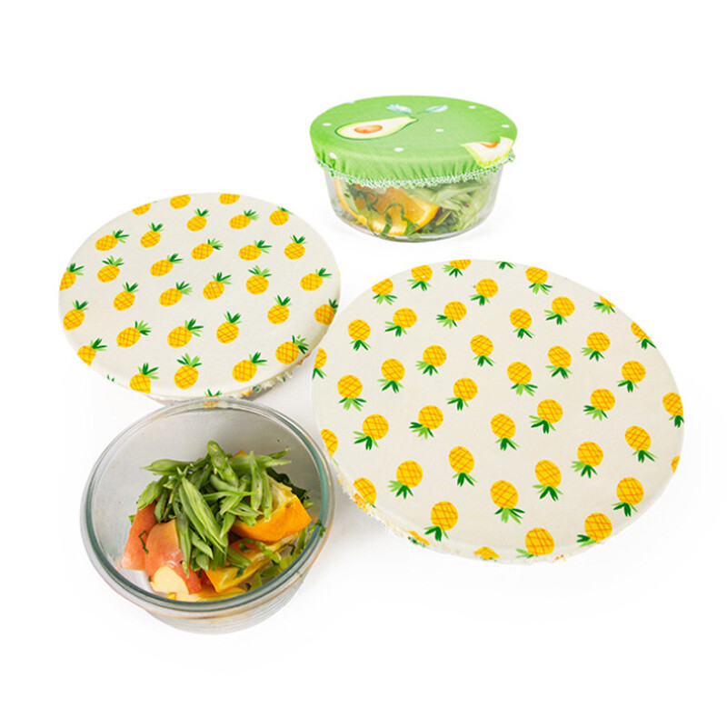 σετ Κάλυμμα μπολ Τεντωμένο καπάκι Επαναχρησιμοποιήσιμο Βαμβακερό κάλυμμα σκόνης Επιτραπέζιο σκεύος μαγειρικής φαγητού φρέσκο ύφασμα στεγανοποίησης μπολ Καπάκι κατσαρόλας