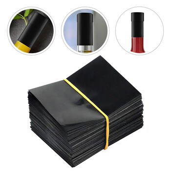 Black Shrink Bands- 100 Black Perforated Heat Shrink Wrap Sealer- Shrink Band για μπουκάλια ζεστής σάλτσας και μπουκάλια ποτών,