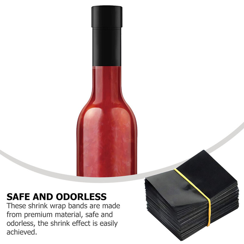 Mustad kahanevad ribad – 100 musta perforeeritud termokahaneva ümbrise tihendaja – kuuma kastmepudelite ja joogipudelite kokkutõmbumispael,