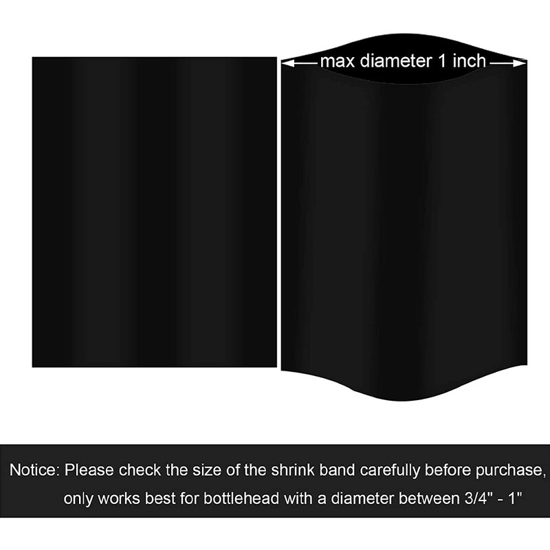 Mustad kahanevad ribad – 100 musta perforeeritud termokahaneva ümbrise tihendaja – kuuma kastmepudelite ja joogipudelite kokkutõmbumispael,