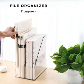 Clear MagazineFile Holder Plastic Desk Organizer Vertical MagazineRack Desk Folder Document Storage Organizer για το σπίτι του γραφείου