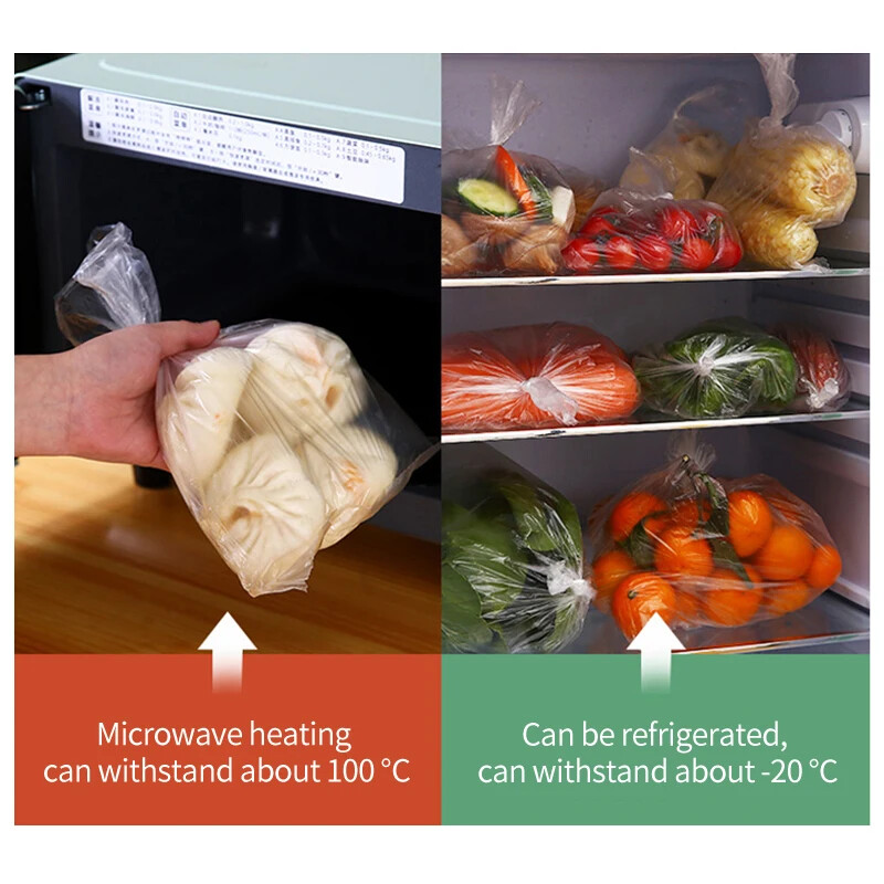 50/100 бр. Найлонови торбички Хранителни торбички за прясно консервиране Торбичка за съхранение на храна Плодове Запазване на свежестта Кухненски торбички за еднократна употреба