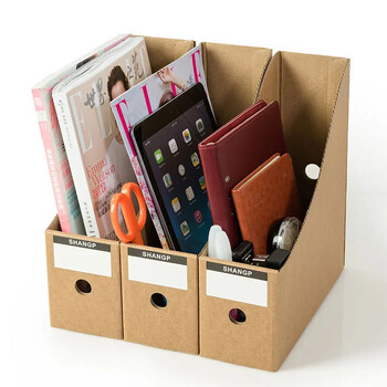 Περιοδικό File Holder Organizer Box,Drawer Kraft Paper Holder File Supplies Desk Storage Organizer Documents Filebox