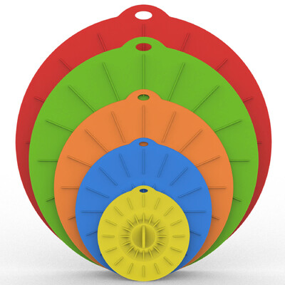 5 vnt silikoninis maisto šviežias dangtelis Universalus mikrobangų dubens dangtelis, daugkartinis, lengvas vakuuminis sandariklis, tamprūs puodų dangteliai, virtuvės prietaisai