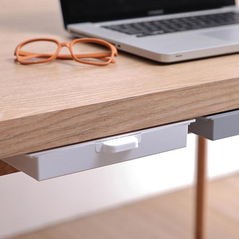 Isekleepuv töölaua all hoiukarbi sahtel Kapp kirjatarvete pliiatsihoidja kooli kontori laua sahtli karp