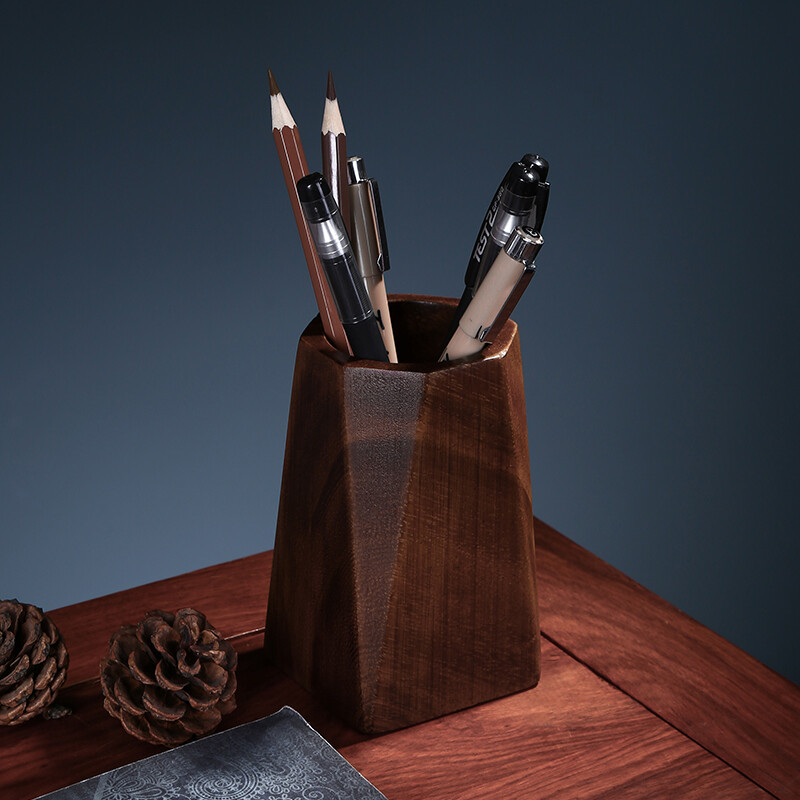 Musta pähkli pliiatsihoidja Poleerimisdisain Lauaarvuti hoiutarvikud Puidust lauatarvikud Pliiatsi hoiukarp Kreeka pähkli pliiatsihoidja