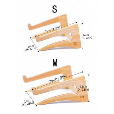 Kollane puidust sülearvuti hoiualus koos kõrgendatud vertikaalselt seisva rippuva lauaarvuti jahutusalusega