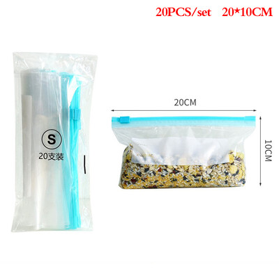 20Pcs Опаковъчни торби Чанта за съхранение на храна Опаковка Пластмасова запечатваща торба за многократна употреба Сандвич Консервиране на храна Кухненски хладилник