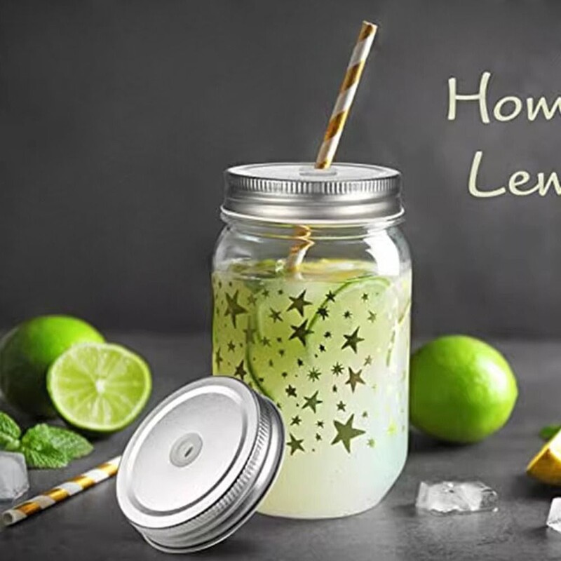 70 мм меки капаци за съхранение, 10 бр. Капаци за бутилки Mason от неръждаема стомана 304 Предотвратяване на ръжда с отвор за слама Mason Can Home