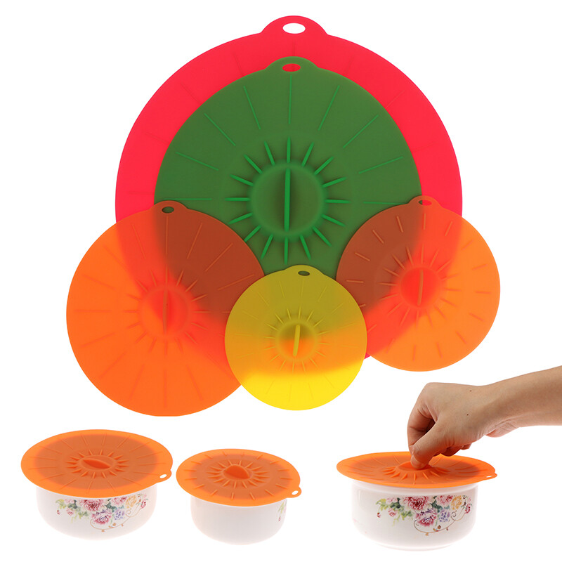 Mikrolaineahju kaaned Silikoonist toidukaaned Komplektid värvilised kombo kaussipotti jaoks. Õhutiheda tihendiga Super imemiskaanega köögividinad