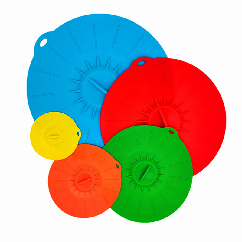 Mikrolaineahju kaaned Silikoonist toidukaaned Komplektid värvilised kombo kaussipotti jaoks. Õhutiheda tihendiga Super imemiskaanega köögividinad