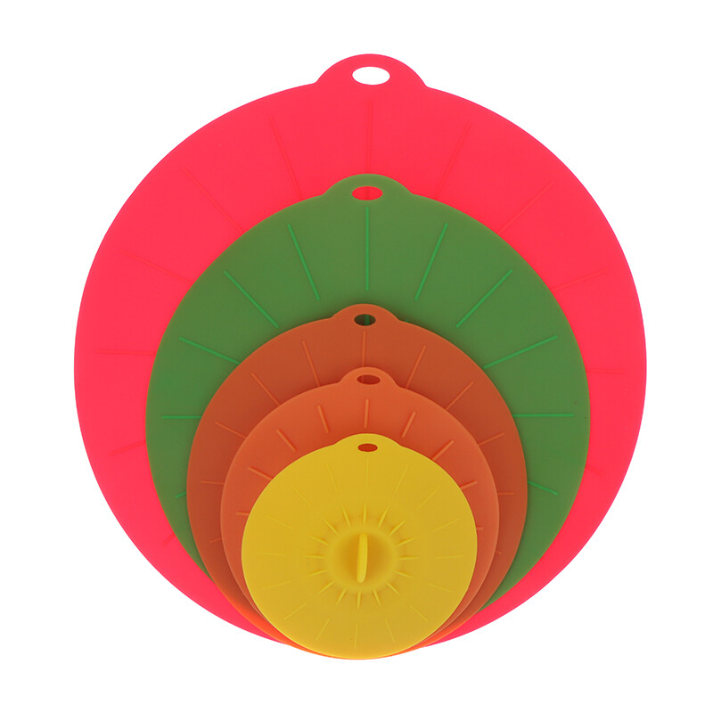 Mikrolaineahju kaaned Silikoonist toidukaaned Komplektid värvilised kombo kaussipotti jaoks. Õhutiheda tihendiga Super imemiskaanega köögividinad