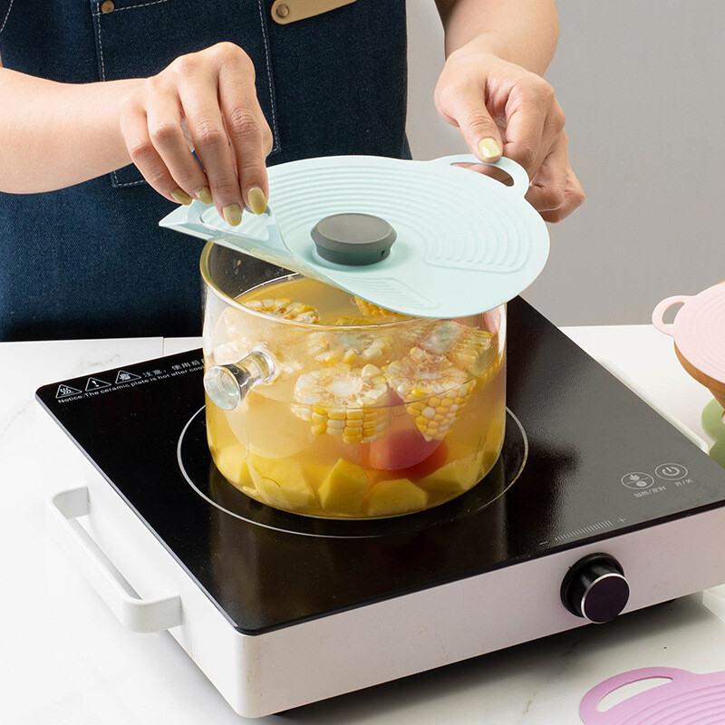 Кухненски домакински прибори Силиконова капачка за запазване на свежестта Голяма, малка и средна запечатана, устойчива на разливане прахоустойчива капачка за саксия 1 бр.