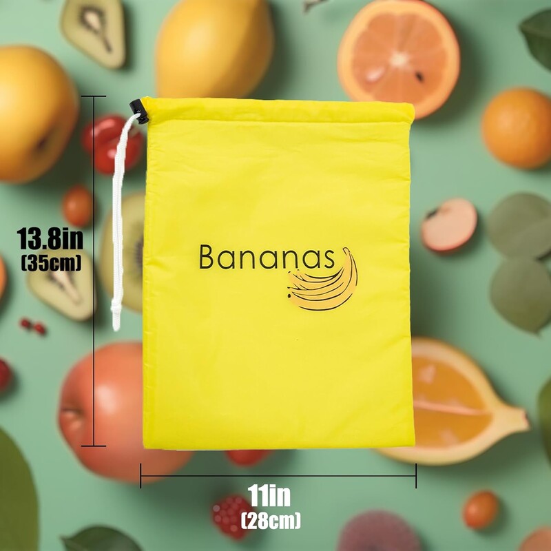 Banaani säilituskott, korduvkasutatavad tootekotid, sobivad puu- ja köögiviljade säilitamiseks (kollane + roheline)