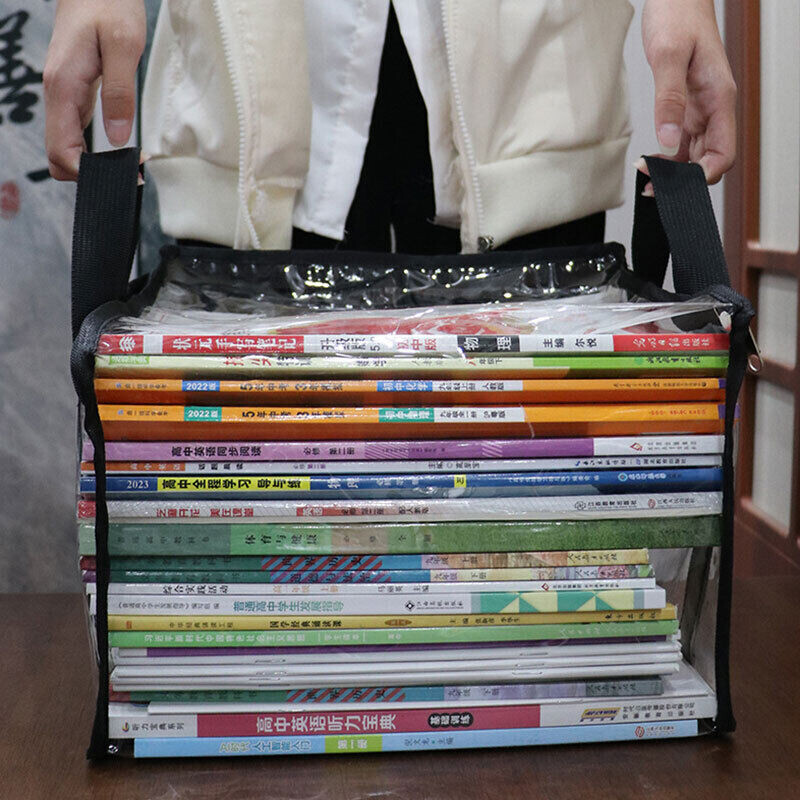 Многофункционална PVC чанта за съхранение на книги Подреждаща се ръчна чанта Студентски офис файл Прахоустойчив контейнер за събиране Домашен органайзер Чанта