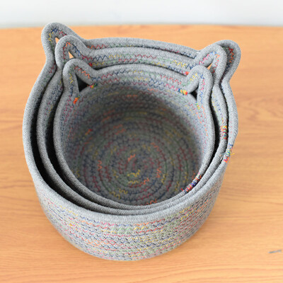 Kassikõrv Põhjamaade puuvillane köis Hoiukorvid Kootud Lauaarvutid Mitmesugused asjad Lastele Mänguasjad Organiseerimiskast Määrdunud riided pesukorv