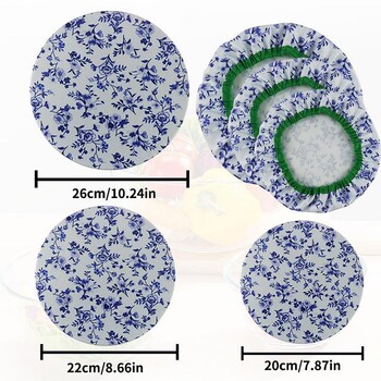 Καλύμματα μπολ φαγητού 3 τμχ επαναχρησιμοποιήσιμα βαμβακερά υφάσματα ελαστικά γενικά καλύμματα καπακιού για τη διατήρηση των τροφίμων φρέσκα Αξεσουάρ οικιακής κουζίνας