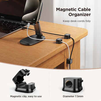 Joyroom Magnetic Cable Clips Καλώδιο Ομαλή ρυθμιζόμενη βάση στήριξης καλωδίου κάτω από το γραφείο Διαχείριση καλωδίων Wire Keeper Θήκη οργάνωσης καλωδίων