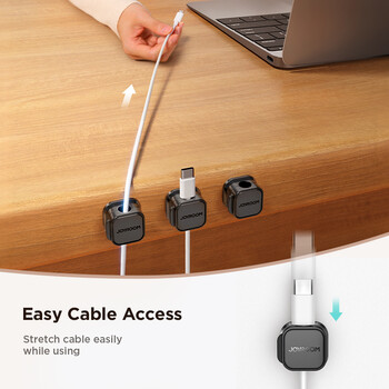 Joyroom Magnetic Cable Clips Καλώδιο Ομαλή ρυθμιζόμενη βάση στήριξης καλωδίου κάτω από το γραφείο Διαχείριση καλωδίων Wire Keeper Θήκη οργάνωσης καλωδίων