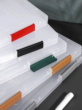 1PC Transparent File Box A4 Plastic PP File Box Για μαθητές Σχολείου Φορητό πολλαπλών επιπέδων διπλής στρώσης αρχείο δεδομένων Ταξινόμηση θέματος