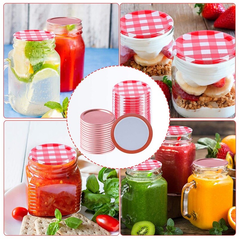 KUUM MÜÜK 48Masoni purkide kaaned tavasuuga, konserveerimispurkide kaaned Masoni purkide jaoks, jagatud tüüpi kaaned lekkekindlad ja turvalised konserveerimispurgid