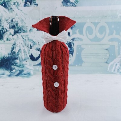 Veinipudeli kate Jõulud kootud villane punase veini pudeli kotid Häid jõule uusaasta lauakaunistused 2024 Uus kodukaunistus