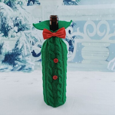 Veinipudeli kate Jõulud kootud villane punase veini pudeli kotid Häid jõule uusaasta lauakaunistused 2024 Uus kodukaunistus