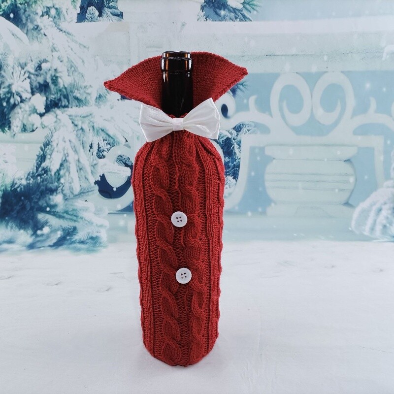 Veinipudeli kate Jõulud kootud villane punase veini pudeli kotid Häid jõule uusaasta lauakaunistused 2024 Uus kodukaunistus