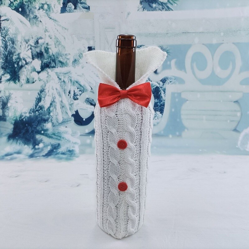 Veinipudeli kate Jõulud kootud villane punase veini pudeli kotid Häid jõule uusaasta lauakaunistused 2024 Uus kodukaunistus
