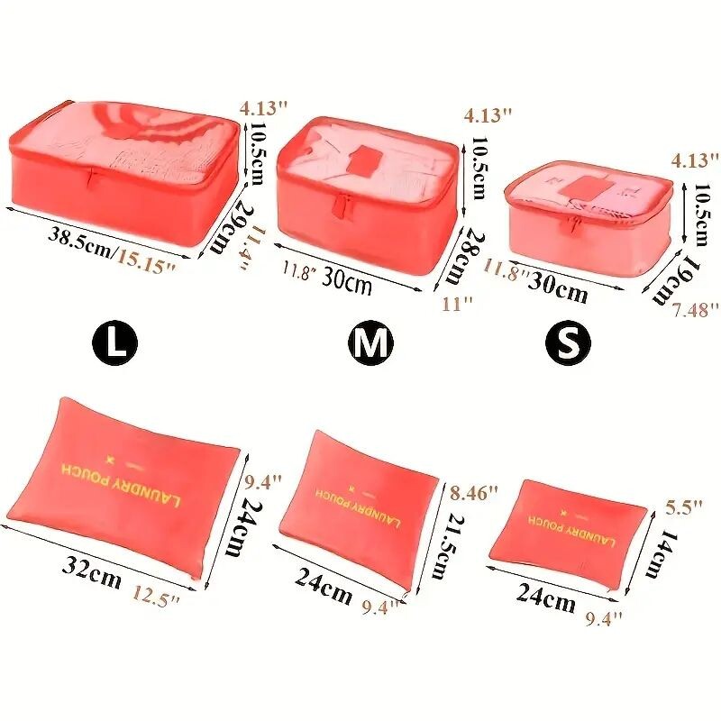 6 τμχ/Σετ Ροζ/Μπλε/Γκρι Τσάντα αποθήκευσης ταξιδιού Μεγάλης χωρητικότητας Αδιάβροχη Ρούχα Αποσκευών Τσάντα αποθήκευσης Εσωρούχων Τσάντα με φερμουάρ