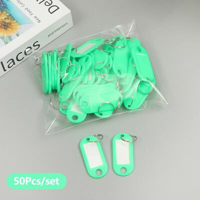 50 бр./лот Пластмасов етикет за багаж с име ID етикет Номерирани етикети с име с разделен пръстен Ключодържател Етикет за ключове