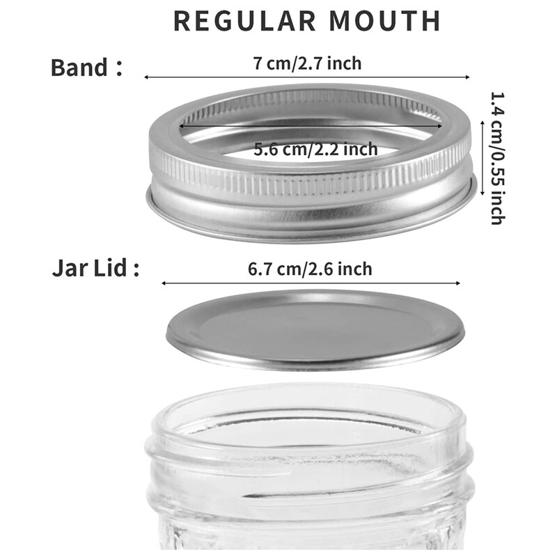 Masoni purkide kaaned ja rõngad pallipurgipurkide jaoks, laia suuga, jagatud tüüpi kaaned lekkekindlad, korduvkasutatavad purgipurkide kaaned