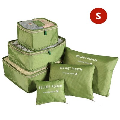 Комплект от 6 части Органайзер за пътуване Чанти за съхранение Куфар Преносим органайзер за багаж Дрехи Подредена торбичка Опаковъчна чанта Комплект Калъфи за съхранение