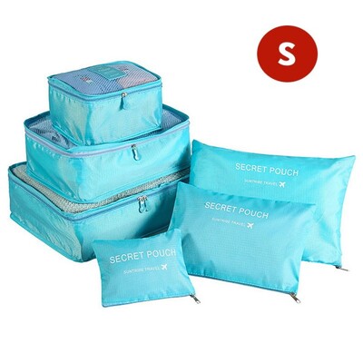 Комплект от 6 части Органайзер за пътуване Чанти за съхранение Куфар Преносим органайзер за багаж Дрехи Подредена торбичка Опаковъчна чанта Комплект Калъфи за съхранение