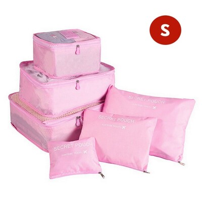 Комплект от 6 части Органайзер за пътуване Чанти за съхранение Куфар Преносим органайзер за багаж Дрехи Подредена торбичка Опаковъчна чанта Комплект Калъфи за съхранение