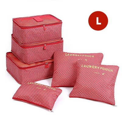 Комплект от 6 части Органайзер за пътуване Чанти за съхранение Куфар Преносим органайзер за багаж Дрехи Подредена торбичка Опаковъчна чанта Комплект Калъфи за съхранение