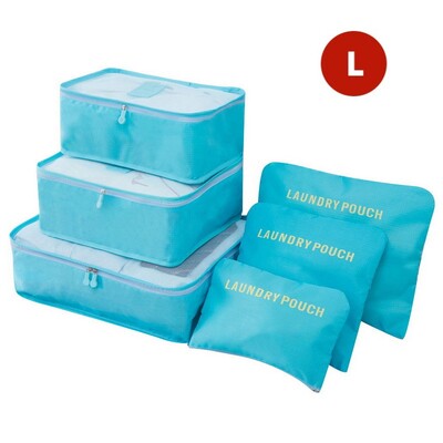 Комплект от 6 части Органайзер за пътуване Чанти за съхранение Куфар Преносим органайзер за багаж Дрехи Подредена торбичка Опаковъчна чанта Комплект Калъфи за съхранение