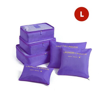 Комплект от 6 части Органайзер за пътуване Чанти за съхранение Куфар Преносим органайзер за багаж Дрехи Подредена торбичка Опаковъчна чанта Комплект Калъфи за съхранение