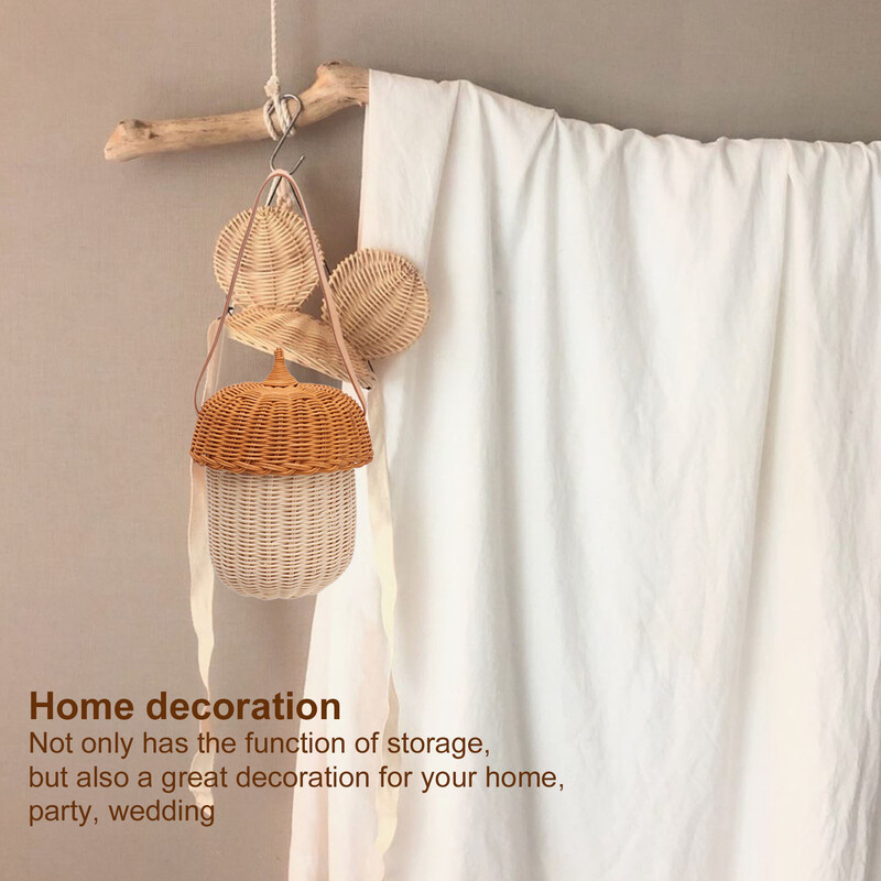 Tammetõrukujuline lastekorv rotangist hoiukorv Käsitsi kootud dekoratiivne tammetõrukujuline korvkott poistele, tüdrukutele, fotograafia rekvisiidid