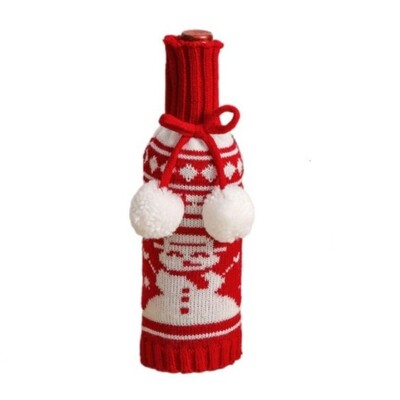 Jõulukaunistused Villane akrüül kootud triibuline veinipudeli ümbris Põdra lumememm punase veini šampanja pudeli ümbris